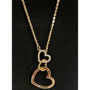 Gold Tone Double Heart Engraved “Grandma” Necklace w/ Matching Earrings
